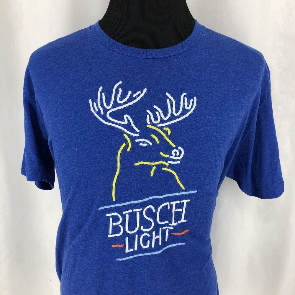 Chive Tees Designed in ‘MERICA BUSCH LIGHT Beer Deer Blue Short Sleeve Shirt XL